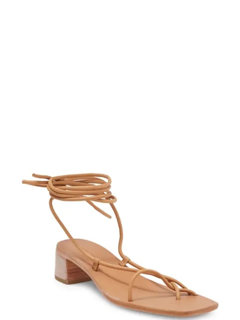 Loeffler Randall Tan Lace-Up Strappy Block Heel Sandal